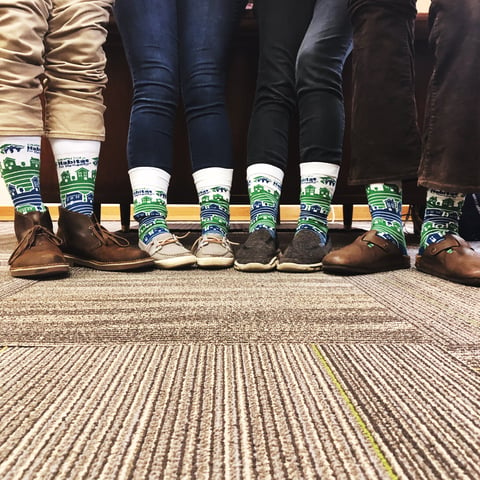 greater indy habitat for humanity green and blue custom socks sock club