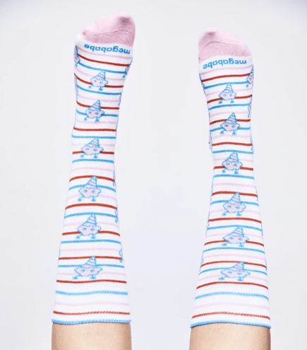megababe striped custom socks blue red pink